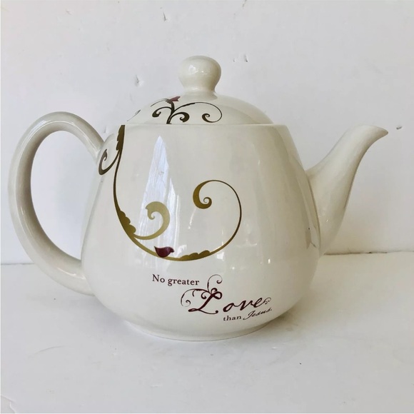 Day Spring Love Came Down - Not greater love than Jesus. Teapot Crem/Gold color - Picture 2 of 11